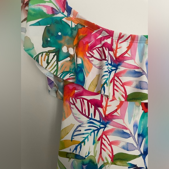 NWT Ralph Lauren Ruffled Off-The-Shoulder One-Piece Swimsuit — Size 12 - Picture 10 of 10